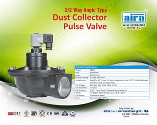 Dust Collector Pulse Valve Manufacturer in India