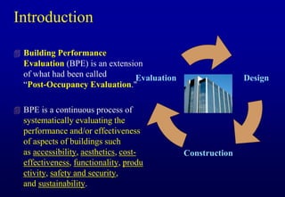 Building Performance Evaluation - تقييم أداء المباني | PDF