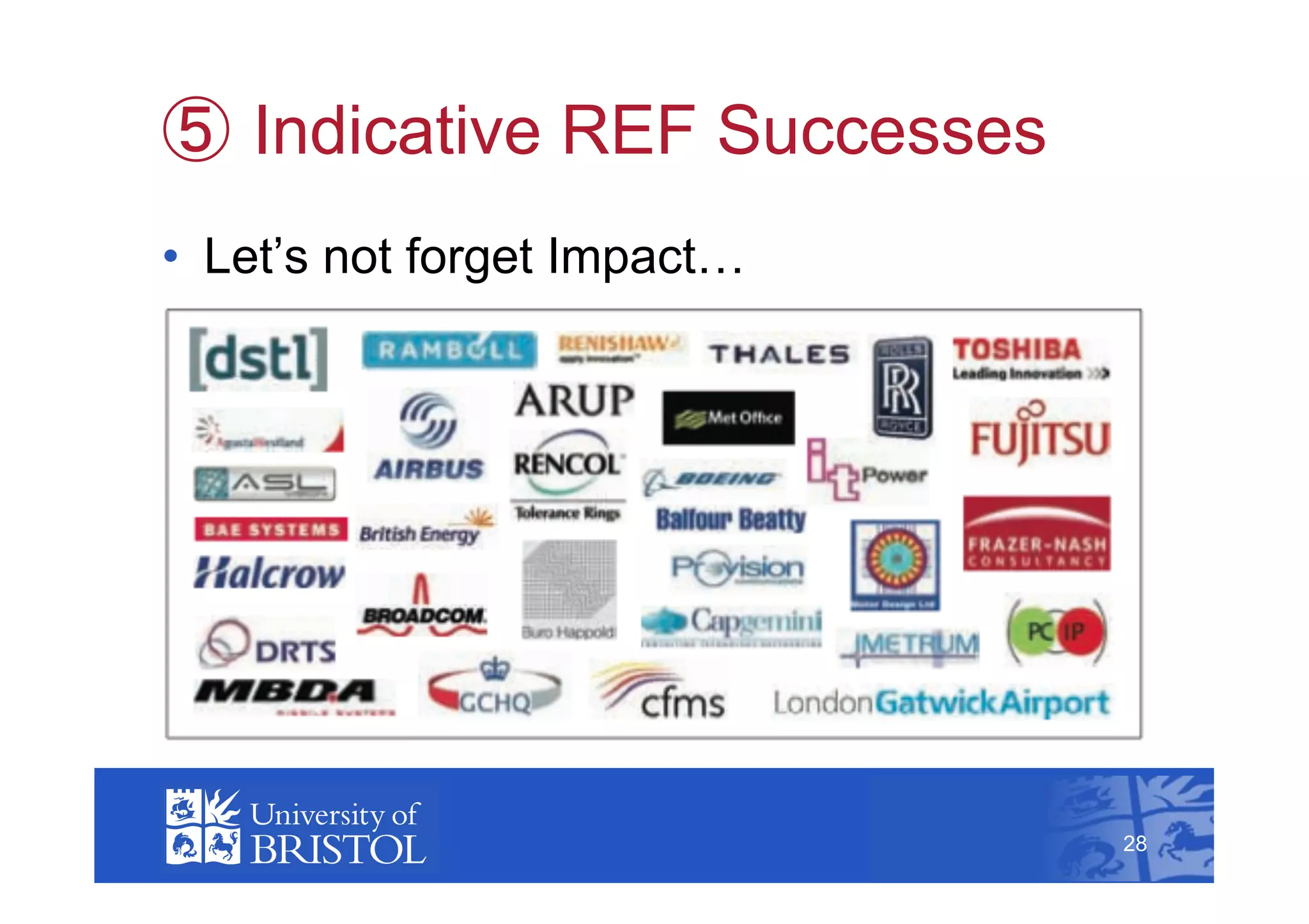   Indicative REF Successes
•  Let’s not forget Impact…




                                     28



                                28
 