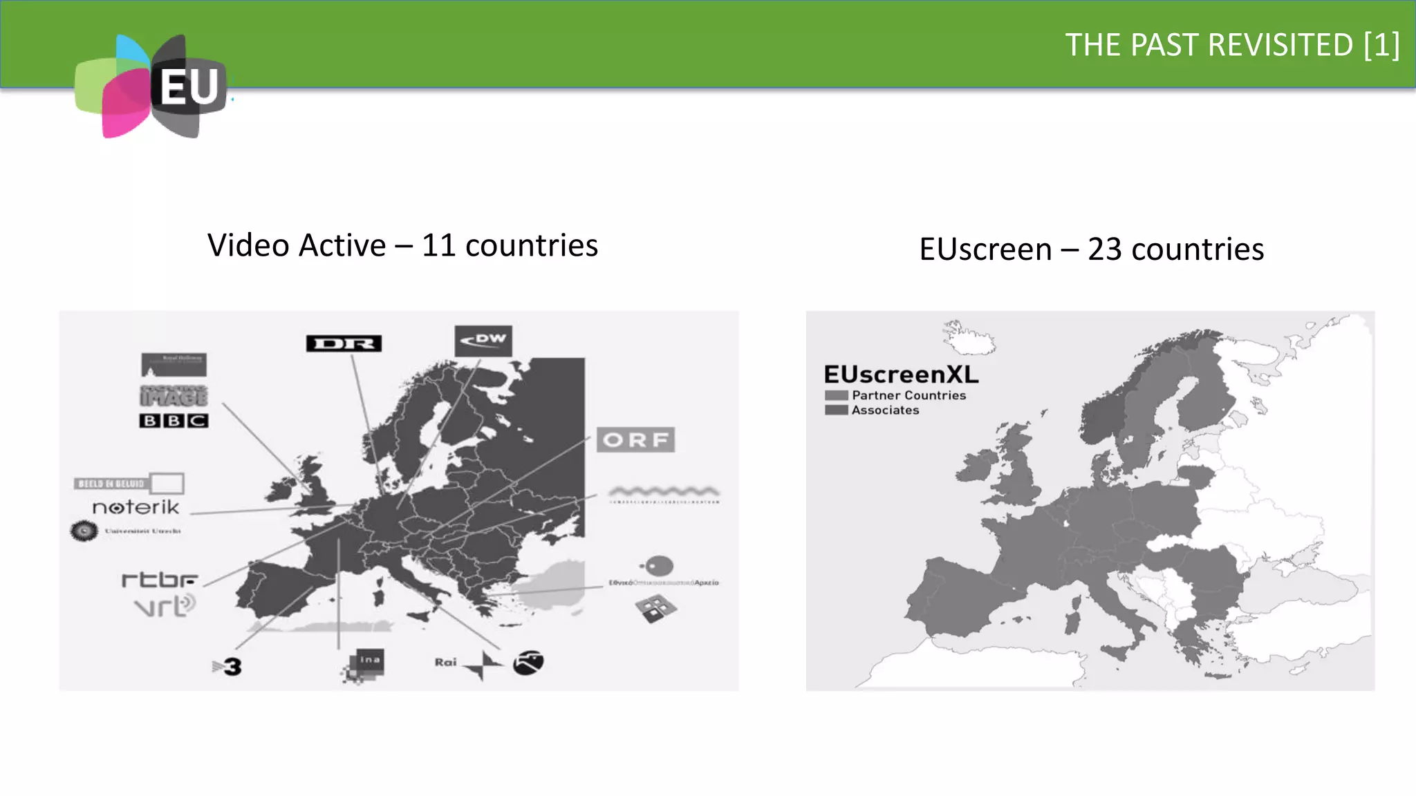 THE PAST REVISITED [1]
Video Active – 11 countries EUscreen – 23 countries
 