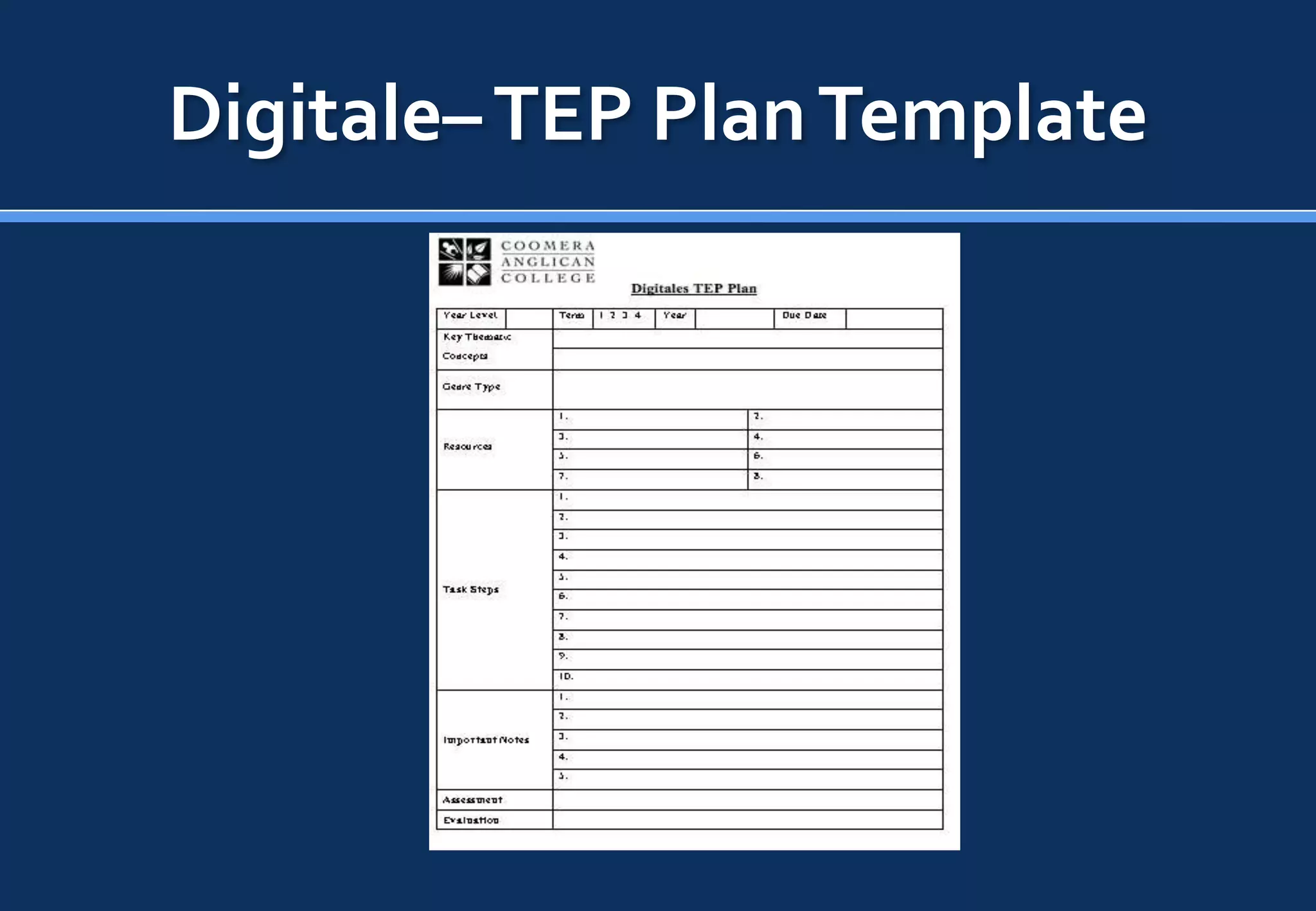 Digitale– TEP Plan Template
 