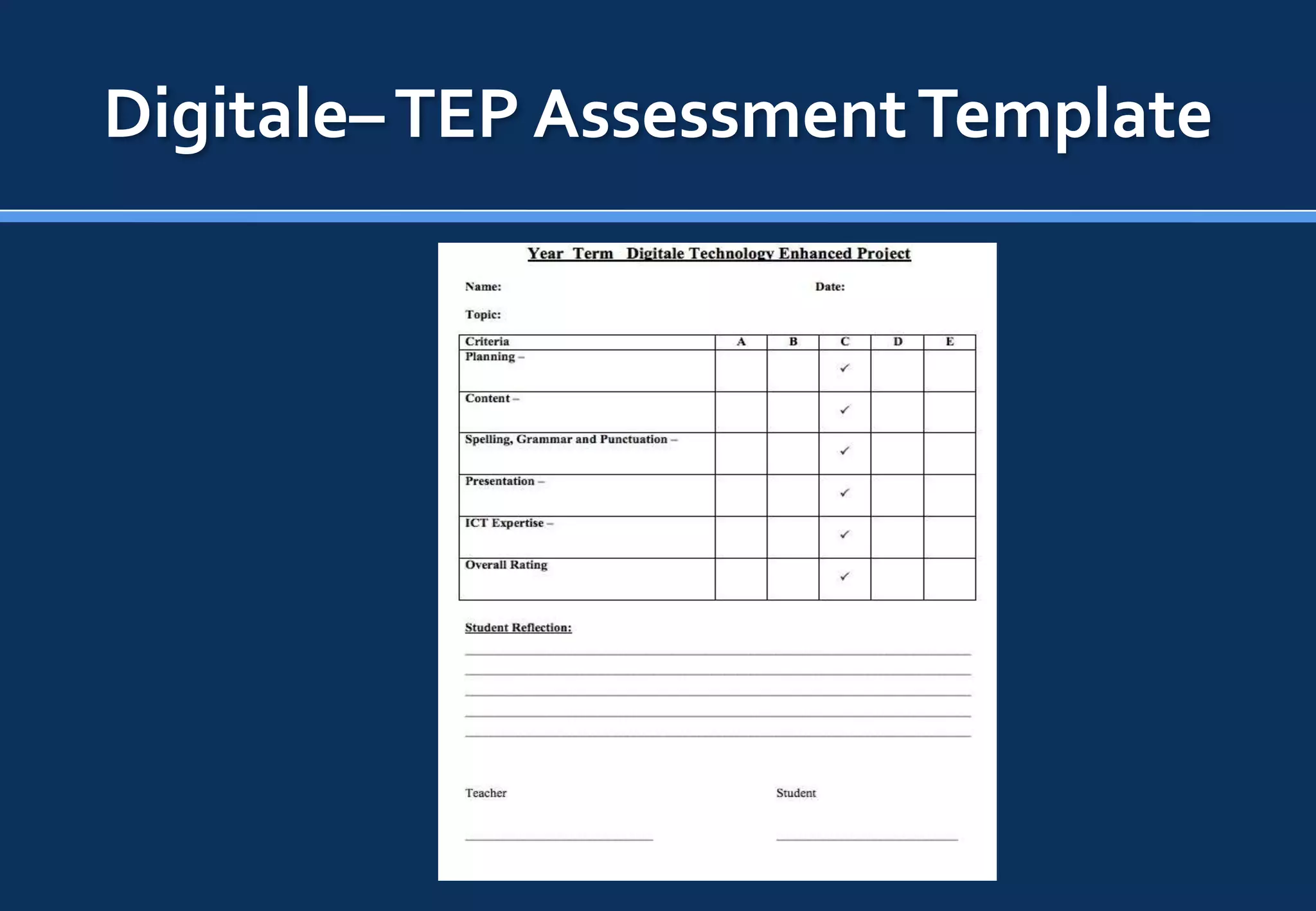 Digitale– TEP Assessment Template
 