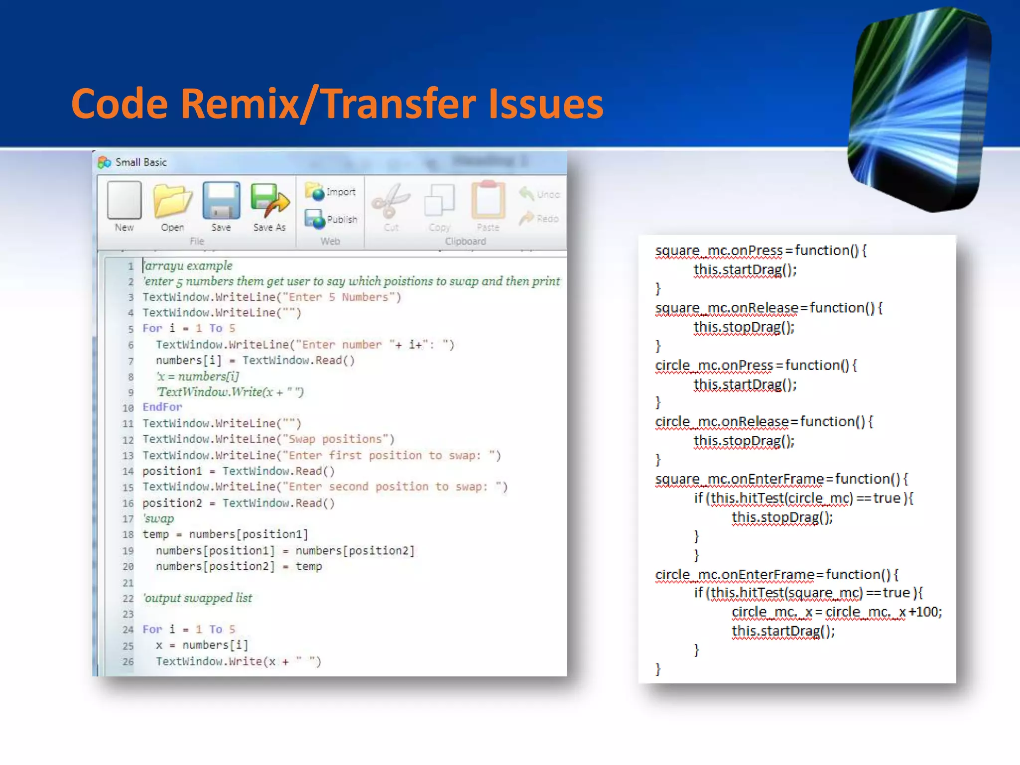 Code Remix/Transfer Issues
 