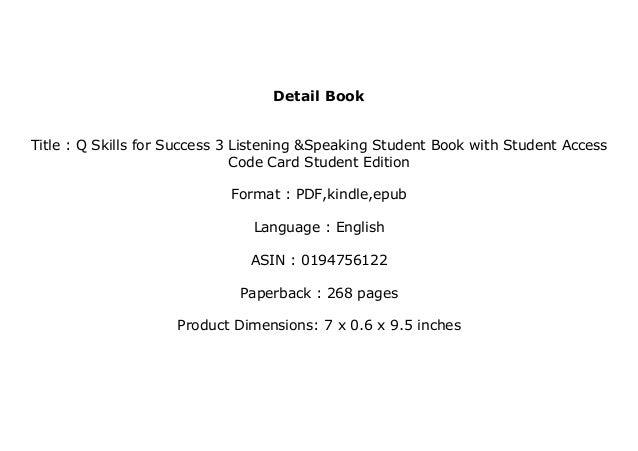 Hardcover Library Q Skills For Success 3 Listening Speaking Stud