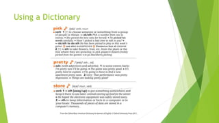 Using a Dictionary
 