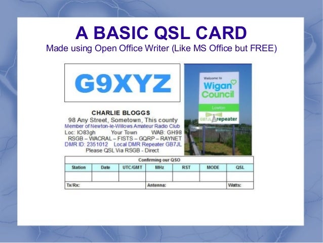 Qsl Card Template
