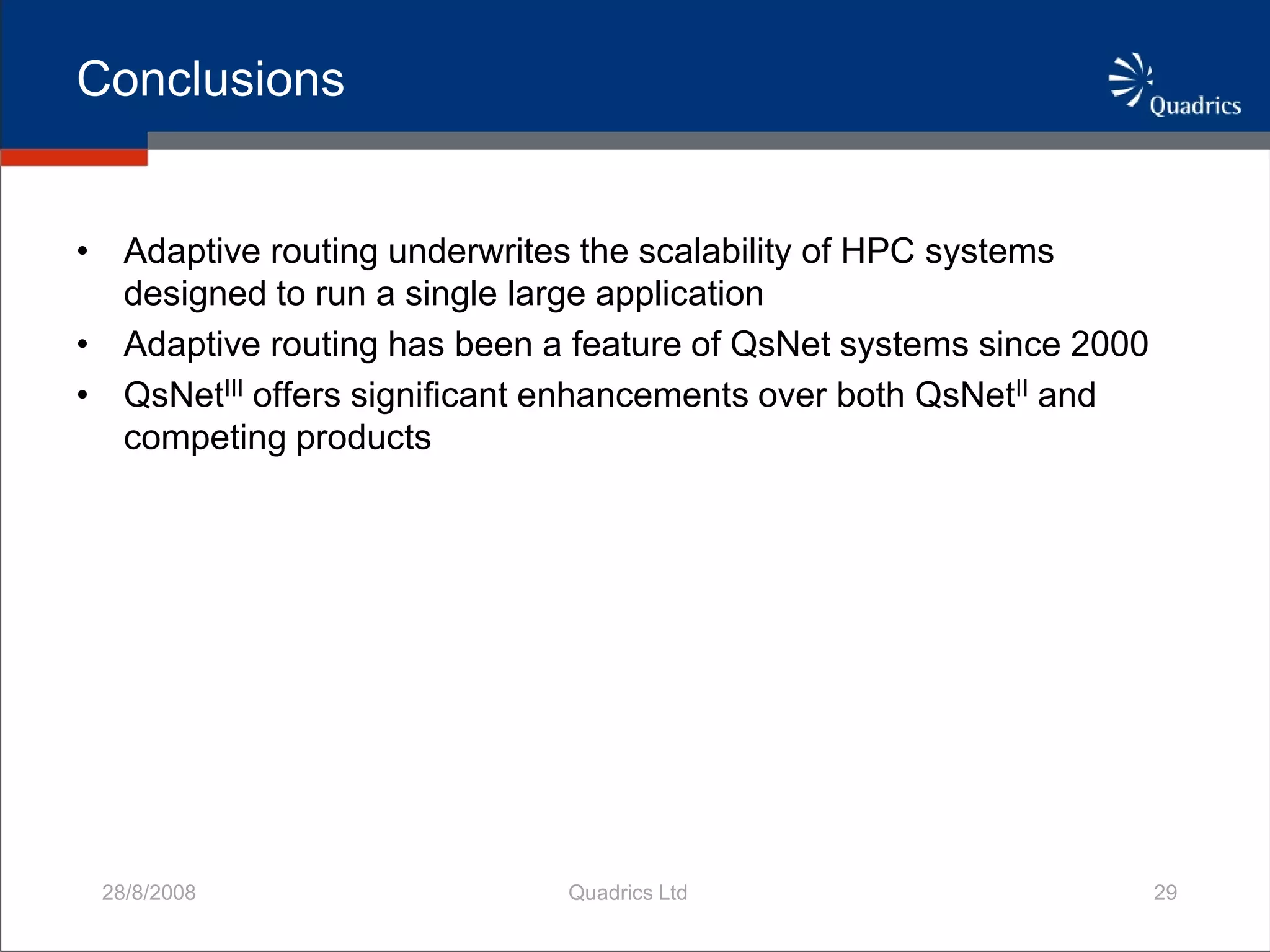 QsNetIII Adaptively Routed Network For HPC