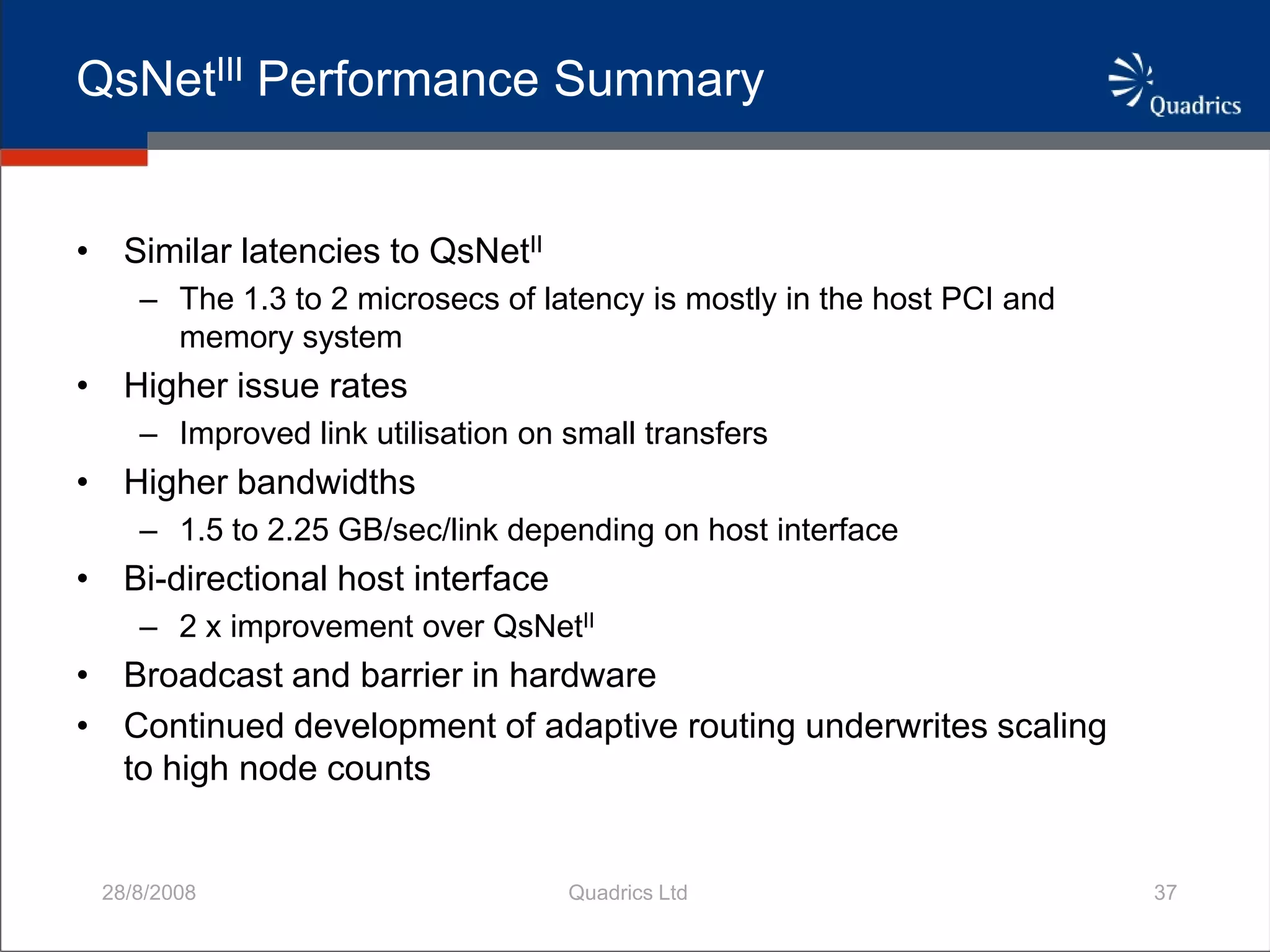 QsNetIII Adaptively Routed Network For HPC