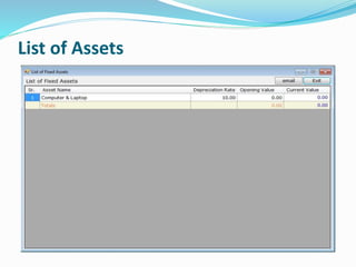 List of Assets
 
