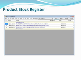 Product Stock Register
 