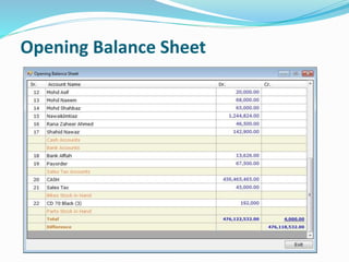 Opening Balance Sheet
 