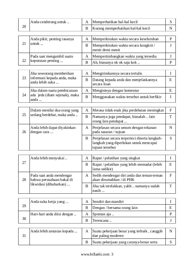 Qstnr Mbti 36 Items English Bahasa