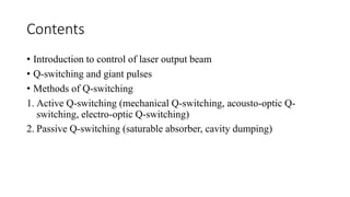 Q switching phenomena study in laser systems | PPTX