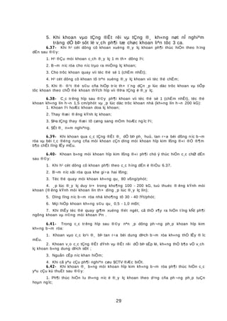 5. Khi khoan vµo tÇng ®Êt rêi vµ tÇng ®¸ kh«ng nøt nÎ nghiªm
träng dÔ bÞ sôt lë v¸ch ph¶i tæ chøc khoan liªn tôc 3 ca.
6.37- Khi h¹ cét dông cô khoan xuèng ®¸y lç khoan ph¶i thùc hiÖn theo h íng
dÉn sau ®©y:
1. H¹ ®Çu mòi khoan c¸ch ®¸y lç 1 m th× dõng l¹i;
2. B¬m níc röa cho níc trµo ra miÖng lç khoan;
3. Cho trôc khoan quay víi tèc ®é sè 1 (chËm nhÊt);
4. H¹ cét dông cô khoan tõ trªn xuèng ®¸y lç khoan víi tèc ®é chËm;
5. Khi ®· ®¹t ®é s©u cña hiÖp tr íc th× t¨ng dÇn ¸p lùc däc trôc khoan vµ tiÕp
tôc khoan theo chÕ ®é khoan thÝch hîp víi ®Þa tÇng ë ®¸y lç.
6.38- C¸c trêng hîp sau ®©y ph¶i khoan víi tèc ®é sè 1 (chËm nhÊt), tèc ®é
khoan kh«ng lín h¬n 1,5 cm/phót vµ ¸p lùc däc trôc khoan nhá (kh«ng lín h¬n 200 kG):
1. Khoan l¹i hoÆc khoan doa lç khoan;
2. Thay ®æi ® êng kÝnh lç khoan;
3. §Þa tÇng thay ®æi tõ cøng sang mÒm hoÆc ng îc l¹i;
4. §Êt ®¸ n»m nghiªng.
6.39- Khi khoan qua c¸c tÇng ®Êt ®¸ dÔ bÞ ph¸ huû, tan r÷a bëi dßng níc b¬m
röa vµ bëi t¸c ®éng rung cña mòi khoan cÇn dïng mòi khoan hîp kim lßng ®«i ®Ó ®¶m
b¶o chÊt lîng lÊy mÉu.
6.40- Khoan b»ng mòi khoan hîp kim lßng ®«i ph¶i chó ý thùc hiÖn c¸c chØ dÉn
sau ®©y:
1. Khi h¹ cét dông cô khoan ph¶i theo c¸c híng dÉn ë ®iÒu 6.37.
2. B¬m níc xãi röa qua khe gi÷a hai lßng;
3. Tèc ®é quay mòi khoan kh«ng qu¸ 80 vßng/phót;
4. ¸ p lùc ®¸y lç duy tr× trong kho¶ng 100 - 200 kG, tuú thuéc ® êng kÝnh mòi
khoan (® êng kÝnh mòi khoan lín th× dïng ¸p lùc ®¸y lç lín);
5. Dïng lîng níc b¬m röa nhá kho¶ng tõ 30 - 40 lÝt/phót;
6. Mçi hiÖp khoan kh«ng s©u qu¸ 0,5 - 1,0 mÐt;
7. Khi thÊy tèc ®é quay gi¶m xuèng ®ét ngét, cã thÓ x¶y ra hiÖn t îng kÑt ph¶i
ngõng khoan vµ n©ng mòi khoan lªn .
6.41- Trong c¸c trêng hîp sau ®©y nªn ¸p dông ph ¬ng ph¸p khoan hîp kim
kh«ng b¬m röa:
1. Khoan vµo c¸c lo¹i ®¸ bÞ tan r÷a bëi dung dÞch b¬m röa kh«ng thÓ lÊy ® îc
mÉu.
2. Khoan v¸o c¸c tÇng ®Êt dÝnh vµ ®Êt rêi dÔ bÞ sËp lë, kh«ng thÓ b¶o vÖ v¸ch
lç khoan b»ng dung dÞch sÐt ;
3. Nguån cÊp níc khan hiÕm;
4. Khi cã yªu cÇu ph¶i nghiªn cøu §CTV ®Æc biÖt.
6.42- Khi khoan ®¸ b»ng mòi khoan hîp kim kh«ng b¬m röa ph¶i thùc hiÖn c¸c
yªu cÇu kü thuËt sau ®©y:
1. Ph¶i thùc hiÖn lu th«ng níc ë ®¸y lç khoan theo d¹ng cña ph ¬ng ph¸p tuÇn
hoµn ngîc;
29
 