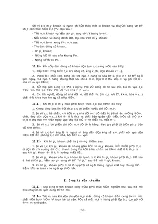 §èi víi c¸c m¸y khoan tù hµnh khi kÕt thóc mét lç khoan vµ chuyÓn sang vÞ trÝ
kh¸c cÇn thùc hiÖn c¸c yªu cÇu sau :
- T¾t m¸y khoan vµ kÐo tay g¹t sang vÞ trÝ trung b×nh;
- NÕu khoan víi dung dÞch sÐt, cÇn röa s¹ch m¸y khoan;
- T¾t m¸y b¬m xong t¾t m¸y næ;
- Thu dän dông cô khoan;
- H¹ gi¸ khoan;
- N©ng bÖ ®ì sau cña khung lªn;
- N©ng kÝch ®ì lªn .
11.10- Khi xÕp dän dông cô khoan cÇn lµm c¸c c«ng viÖc sau ®©y :
1. XÕp ®Æt riªng biÖt c¸c lo¹i dông cô, èng v¸ch, cÇn khoan v.v...).
2. Ph©n lo¹i chÊt lîng dông cô, thø nµo h háng tù söa ch÷a ® îc th× bè trÝ ng êi
lµm ngay, thø nµo h háng kh«ng thÓ söa ch÷a ® îc, cÇn ® îc thu xÕp l¹i vµ göi vÒ n¬i
söa ch÷a qui ®Þnh;
3. KÕt hîp lµm c«ng t¸c b¶o dìng vµ b¶o vÖ dông cô nh lau chïi, b«i mì vµo c¸c
®Çu ren, l¾p c¸c ®Çu b¶o vÖ vµo èng v¸ch v.v...
4. C¸c ®å nghÒ, dông cô nhá dÔ r¬i, dÔ thÊt l¹c (nh c¸c lo¹i Clª, k×m, bóa v.v...)
ph¶i ® îc chøa vµo hm gç cã n¾p ®Ëy.
11.11- Khi th¸o dì m¸y mãc ph¶i tu©n theo c¸c qui ®Þnh díi ®©y:
1. Kh«ng dïng bóa lín ®Ó th¸o c¸c bé phËn hoÆc chi tiÕt m¸y;
2. §èi víi c¸c bé phËn, chi tiÕt m¸y nhá dÔ r¬i, dÔ thÊt l¹c (®inh èc, miÕng ®Öm,
chèt, èng dÉn dÇu v.v...) khi ®· ® îc th¸o ra ph¶i b¶o qu¶n cÈn thËn. NÕu cã thÓ th×
th¸o ë chç nµo nªn vÆn ngay vµo chç ®ã ®Ó tr¸nh thÊt l¹c, mÊt m¸t;
3. §èi víi c¸c bé phËn chi tiÕt m¸y dÔ bÞ h háng, ®øt g·y ph¶i cã biÖn ph¸p b¶o
vÖ che ch¾n;
4. §èi víi c¸c lo¹i èng lé ra ngoµi nh èng dÉn dÇu èng x¶ v.v...ph¶i nót vµo cÈn
thËn ®Ó ®Ò phßng c¸c vËt nhá, bôi bÈn r¬i vµo;
11.12- Khi h¹ gi¸ khoan ph¶i lu ý nh÷ng ®iÓm sau:
1. §èi víi c¸c lo¹i gi¸ khoan rêi kh«ng g¾n liÒn víi m¸y khoan, nhÊt thiÕt ph¶i th¸o
dì dÇn tõ trªn xuèng díi. C¸c thanh d»ng liªn kÕt ë hai ch©n cè ®Þnh chØ ® îc th¸o ra
sau khi gi¸ khoan ®· ® îc h¹ xuèng mÆt ®Êt;
2. §èi víi gi¸ khoan cña m¸y khoan tù hµnh, tr íc khi h¹ gi¸ khoan ph¶i th¸o ®Õ tùa
ë hai ch©n gi¸, kÐo tay g¹t sang vÞ trÝ "h¹ gi¸" sau ®ã míi h¹ gi¸ khoan;
3. Khi h¹ gi¸ khoan ph¶i h¹ tõ tõ vµ ph¶i cã ng êi ®øng ngoµi chØ huy chung ®Ó
®¶m b¶o an toan cho ng êi vµ thiÕt bÞ.
E. C«ng t¸c vËn chuyÓn
11.13 - Mçi c«ng tr×nh khoan xong ®Òu ph¶i thùc hiÖn nghÖm thu, sau ®ã míi
® îc chuyÓn ®i lµm c«ng tr×nh míi.
11.14- Tríc vµ sau khi vËn chuyÓn m¸y mãc, dông cô khoan ®Õn c«ng tr×nh míi,
ph¶i tiÕn hµnh kiÓm kª toµn bé tµi s¶n. NÕu cã mÊt m¸t h háng ph¶i lËp b¸o c¸o göi vÒ
®¬n vÞ chñ qu¶n.
53
 