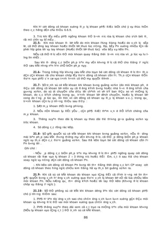Khi h¹ cét dông cô khoan xuèng ®¸y lç khoan ph¶i ®Æc biÖt chó ý vµ thùc hiÖn
theo c¸c hêng dÉn cña ®iÒu 6.6.9.
3. Tríc khi lÊy mÉu ph¶i ngõng khoan ®Ó b¬m níc röa lç khoan cho s¹ch bét ®¸
råi míi chÌn vµ bÎ mÉu .
21.5- Khi mòi khoan ®· bÞ kÑt do mïn khoan l¾ng ®äng hoÆc do v¸ch lç sËp
lë, cã thÓ dïng tay khoan hoÆc thiÕt bÞ thuû lùc n©ng, Ðp, bÈy lªn xuèng nhiÒu lÇn råi
phèi hîp giòa têi vµ tay khoan (HoÆc thiÕt bÞ thuû lùc) võa bÈy v µ kÐo lªn.
NÕu cã thÓ ® îc vÉn ®Ó mòi khoan quay ®ång thêi b¬m níc röa víi ¸p lùc vµ lu l-
îng lín nhÊt .
Sau khi ®· dïng c¸c biÖn ph¸p trªn mµ vÉn kh«ng ® îc cã thÓ cho ®ãng t¹ ng îc
®Ó cøu kÑt nh ng nªn h¹n chÕ biÖn ph¸p nµy.
21.6- Trong trêng hîp kh«ng cøu kÑt cho toµn bé cét dông cô khoan ® îc th× th¸o
dÇn cÇn khoan råi cho khoan chôp lÊy ®o¹n dông cô khoan cßn l¹i. Th¸o cÇn khoan ®Õn
®o¹n nµo ph¶i c¨n cø vµo t×nh h×nh cô thÓ mµ quyÕt ®Þnh .
21.7- §Ó tr¸nh sù cè kÑt khoan khi khoan b»ng guång xo¾n (do mòi khoan ph¸ ë
®Çu cét dông cô khoan bÞ mßn vµ cã ® êng kÝnh b»ng hoÆc nhá h¬n ® êng kÝnh cña
gu«ng xo¾n, do sù di chuyÓn cña d©y têi chªnh víi vÞ trÝ ban ®Çu so víi miÖng lç
khoan, do c¸c kÝch chèng trong qu¸ tr×nh khoan bÞ dÞch chuyÓn, hoÆc lç khoan bÞ
cong do t¨ng ¸p lùc qu¸ lín ®èi víi cét dông cô khoan vµ ®¸y lç khoan v.v..), trong qu¸
tr×nh khoan cÇn lu ý nh÷ng ®iÒu sau ®©y :
1. §Æt m¸y khoan thËt b»ng ph¼ng.
2. NÕu nÒn khoan lµ ®Êt yÕu , cÇn ph¶i ®Æt thªm v¸n ë ®Õ kÝch chèng cña
m¸y khoan.
3. Thêng xuyªn theo dâi lç khoan vµ theo dâi ®é th¼ng gi÷a guång xo¾n vµ
trôc khoan.
4. Sö dông c¸c rßng räc kÐp.
21.8- §Ó gi¶i quyÕt sù cè kÑt khoan khi khoan b»ng guång xo¾n, nÕu ®· dïng
mäi biªn ph¸p cøu kÑt th«ng th êng mµ vÉn kh«ng ® îc, cã thÓ ¸p dông biÖn ph¸p khoan
ngîc vµ th¸o dÇn c¸c ®o¹n guång xo¾n. Sau ®ã kÐo toµn bé cét dông cô khoan cßn l¹i
lªn b»ng têi .
Ghi chó :
- NÕu ¸p dông c¸c biÖn ph¸p trªn mµ kh«ng ® îc th× ph¶i ngõng quay cét dông
cô khoan råi ®æ vµo lç khoan 2 ÷ 3 thïng níc hoÆc ®Êt Èm, c¸t ít sau ®ã cho khoan
xoay ngîc vµ n©ng dÇn cét dông cô khoan lªn.
-. Khi kÐo cét dông cô khoan lªn b»ng têi th× ®ång thêi dïng c¸c lo¹i Clª xoay cét
dông cô khoan theo híng ngîc chiÒu kim ®ång hå vµ th¸o bít guång xo¾n ra.
21.9- Khi cã sù cè kÑt khoan do khoan vµo tÇng ®Êt cã tÝnh tr ¬ng në lín th×
gi¶i quyÕt b»ng c¸ch h¹ èng v¸ch xuèng qua ®o¹n v¸ch lç khoan bÞ xÖ råi lùa chiÒu kÐo
mòi khoan lªn. NÕu nÆng qu¸ th× dïng kÝch hoÆc têi tay ®Ó kÐo (Kh«ng ® îc khoan
chôp vµ ®ãng t¹ ng îc ).
21.10- §Ó ®Ò phßng sù cè kÑt khi khoan déng liªn tôc cét dông cô khoan ph¶i
chó ý nh÷ng ®iÓm sau:
1. Ph¶i h¹ liªn tôc èng v¸ch sao cho ch©n èng v¸ch lu«n lu«n xuèng gÇn ®Çu mòi
khoan vµ kh«ng ® îc ®Ó vai mòi khoan xuèng qua ch©n èng v¸ch.
2. Ph¶i th êng xuyªn theo dâi xem cã c¸t trµo ra miÖng trªn cña mòi khoan kh«ng
(NÕu lµ khoan vµo tÇng c¸t ) ®Ó tr¸nh sù cè kÑt khoan.
86
 