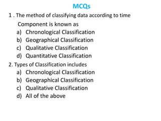 Classification Chart Questions Detailed Tabulation and Classification | PPTX