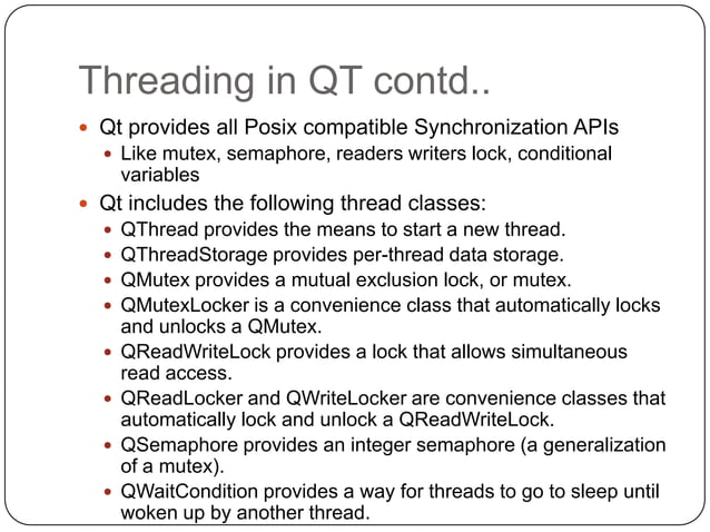 Qt Framework Events Signals Threads | PPT | Free Download