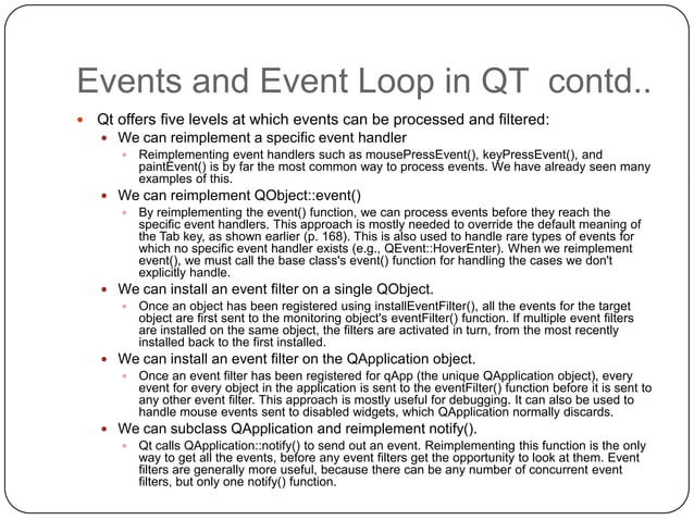 Qt Framework Events Signals Threads | PPT | Free Download
