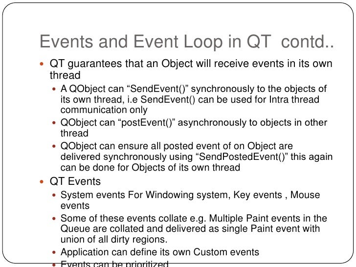 Qt Framework Events Signals Threads