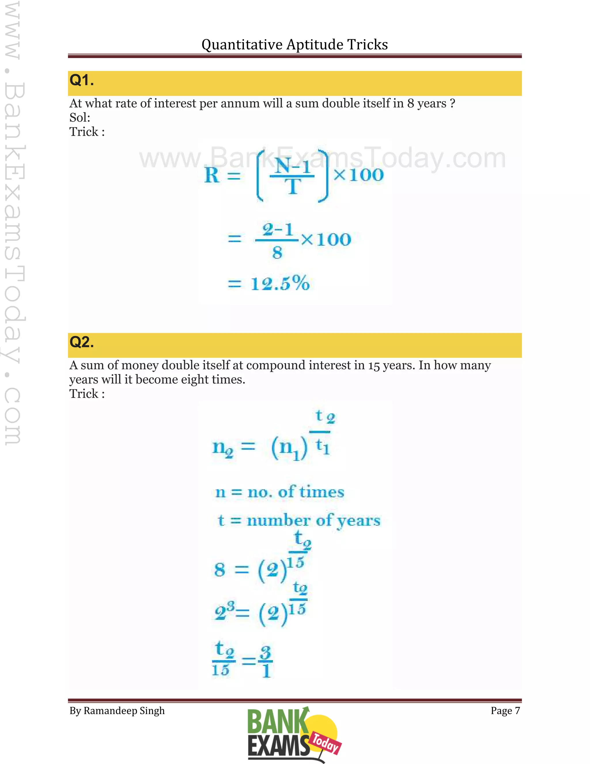 Quantitative Aptitude Shortcut tricks | PDF