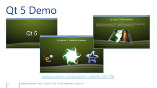 11 Qt App Development v6.0.0 January 27, 2015 © 2015 Andreas Jakl mopius.com
Qt 5 Demo
www.youtube.com/watch?v=vhWS_bN-T3k
 
