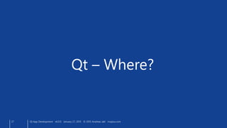 27
Qt – Where?
Qt App Development v6.0.0 January 27, 2015 © 2015 Andreas Jakl mopius.com
 