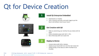 Qt for Device Creation
38 Qt App Development v6.0.0 January 27, 2015 © 2015 Andreas Jakl mopius.com
* http://qt.digia.com/QtEnterpriseEmbedded
 