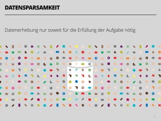 DATENSPARSAMKEIT
!
Datenerhebung nur soweit für die Erfüllung der Aufgabe nötig
41
 