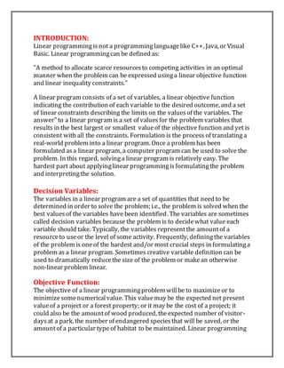 Linear programming manufacturing application | DOCX