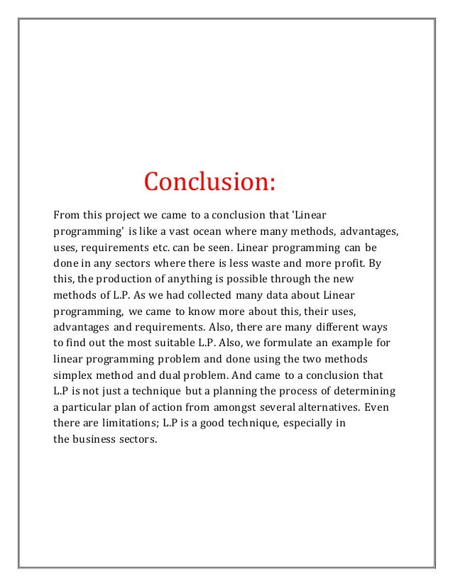 Linear programming manufacturing application