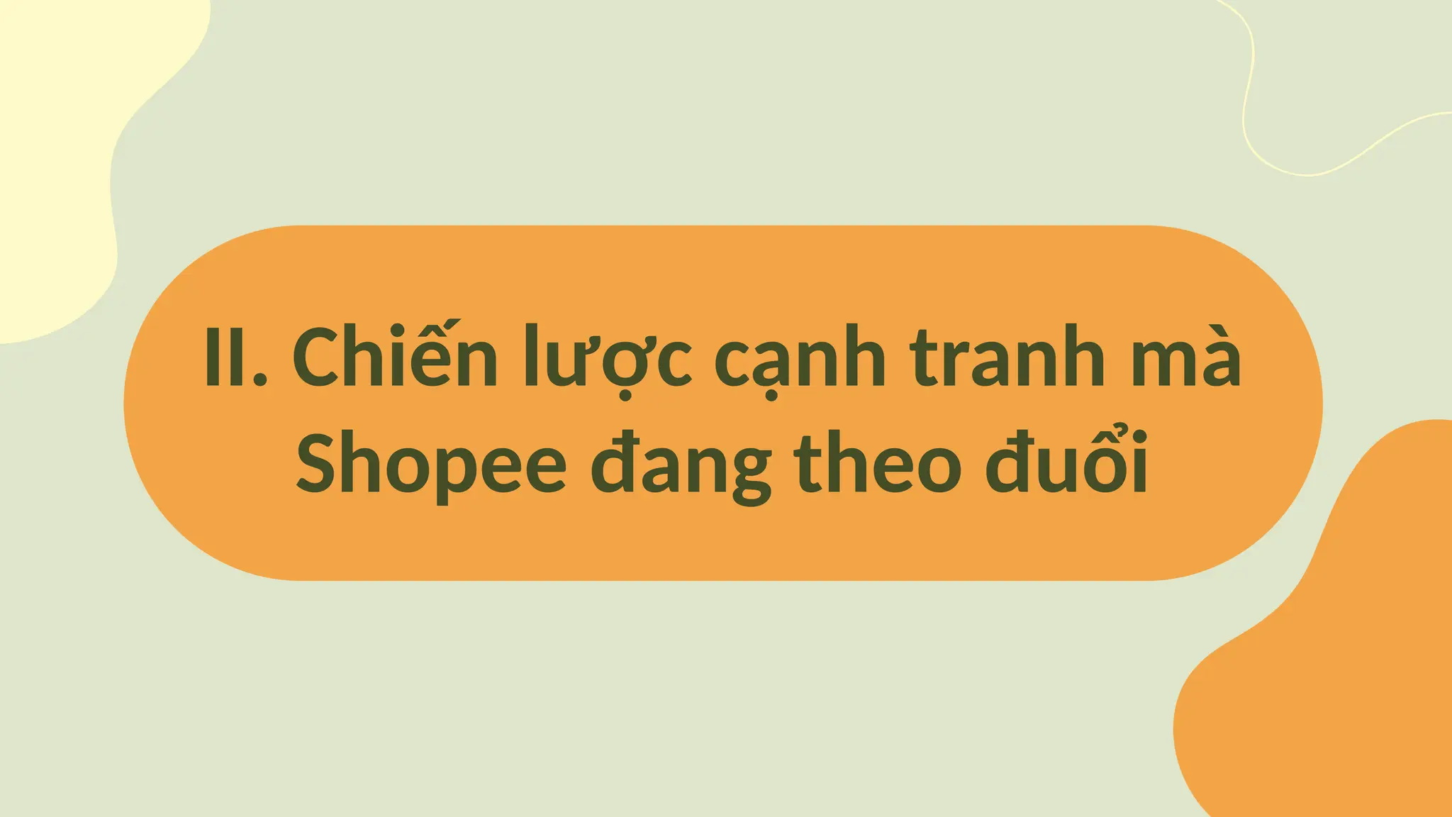 II. Chiến lược cạnh tranh mà
Shopee đang theo đuổi
 