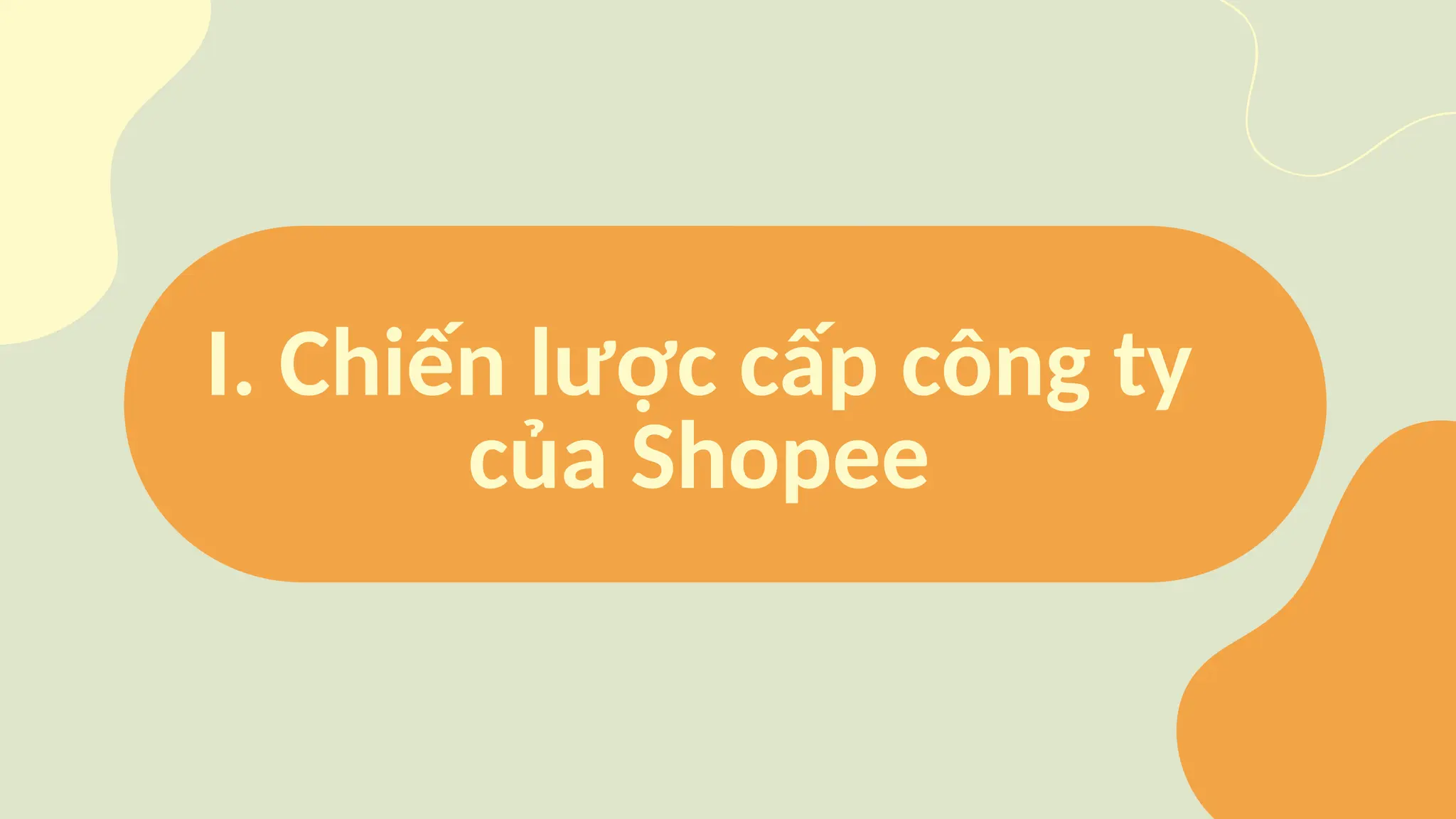 I. Chiến lược cấp công ty
của Shopee
 