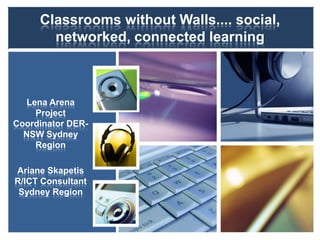 Classrooms without Walls.... social, networked, connected learning Lena Arena Project Coordinator DER-NSW Sydney Region ArianeSkapetis R/ICT Consultant Sydney Region 