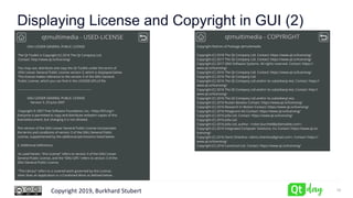 Copyright 2019, Burkhard Stubert
Displaying License and Copyright in GUI (2)
10
 