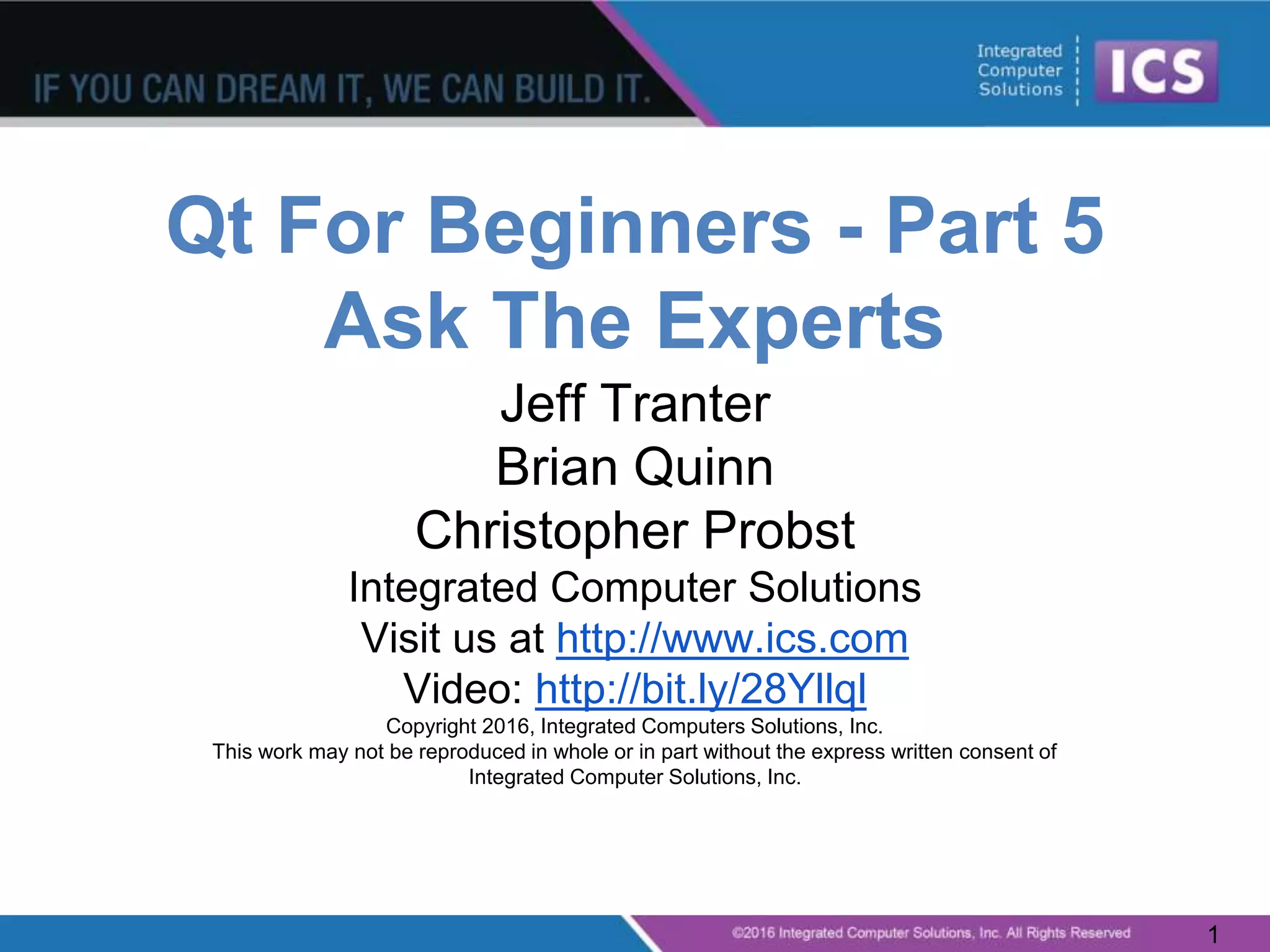 Qt for beginners part 5 ask the experts | PPT