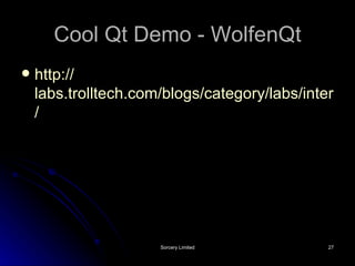 Cool Qt Demo - WolfenQt http:// labs.trolltech.com/blogs/category/labs/internet/webkit / 