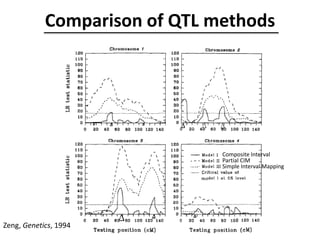 Composite Interval
Partial CIM
Simple Interval Mapping
Zeng, Genetics, 1994
Comparison of QTL methods
 