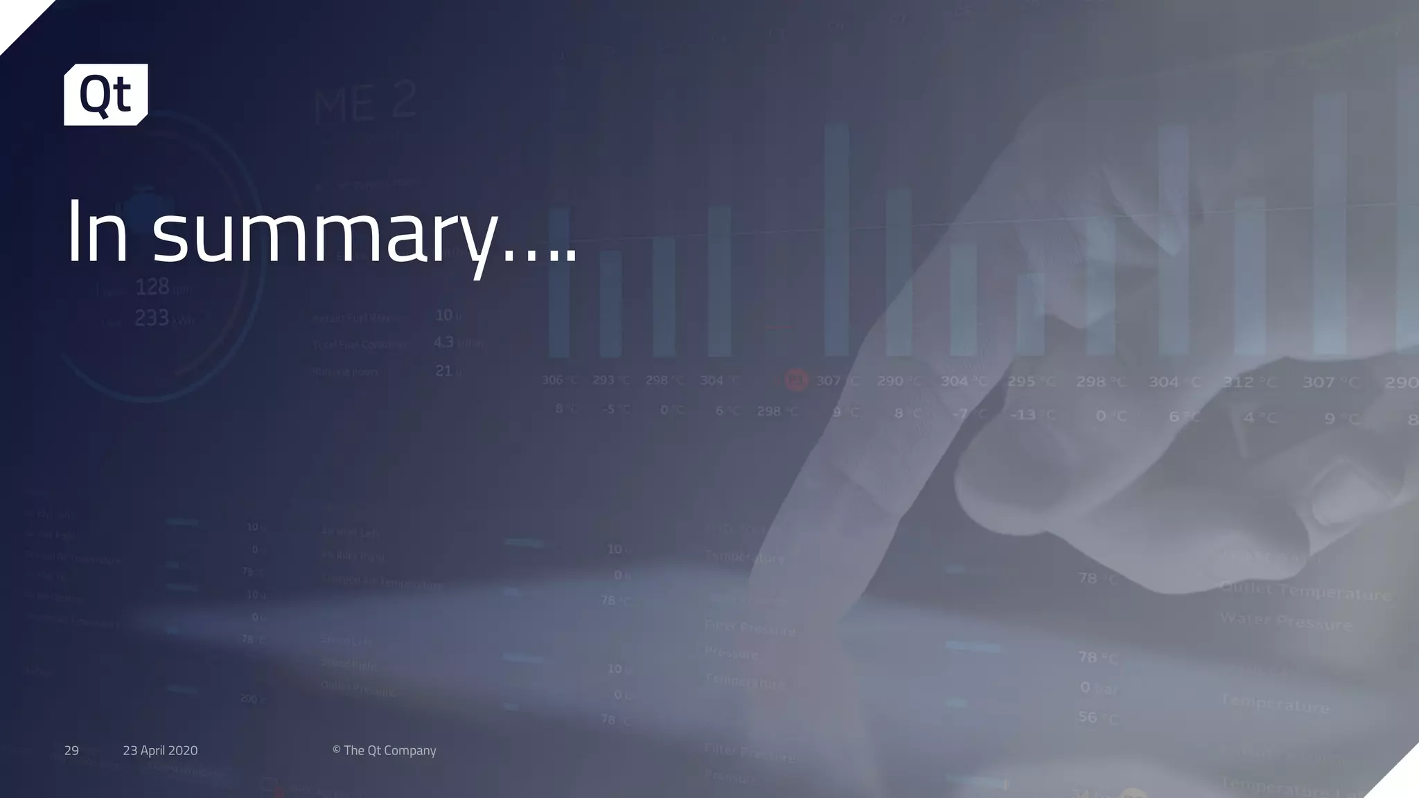 In summary….
23 April 2020 © The Qt Company29
 