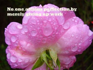 No one attains perfection by merely giving up work   