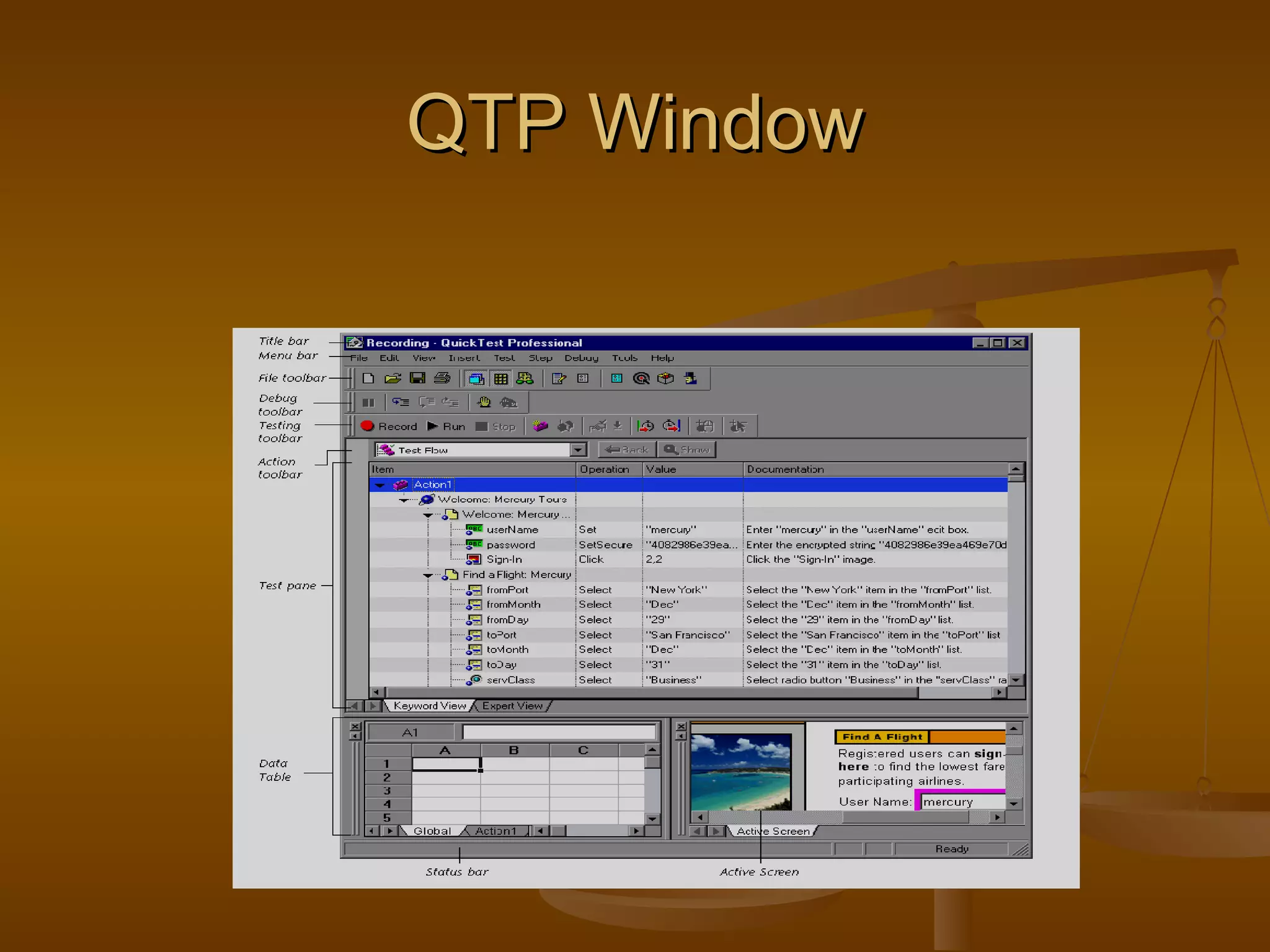 QTP Window 