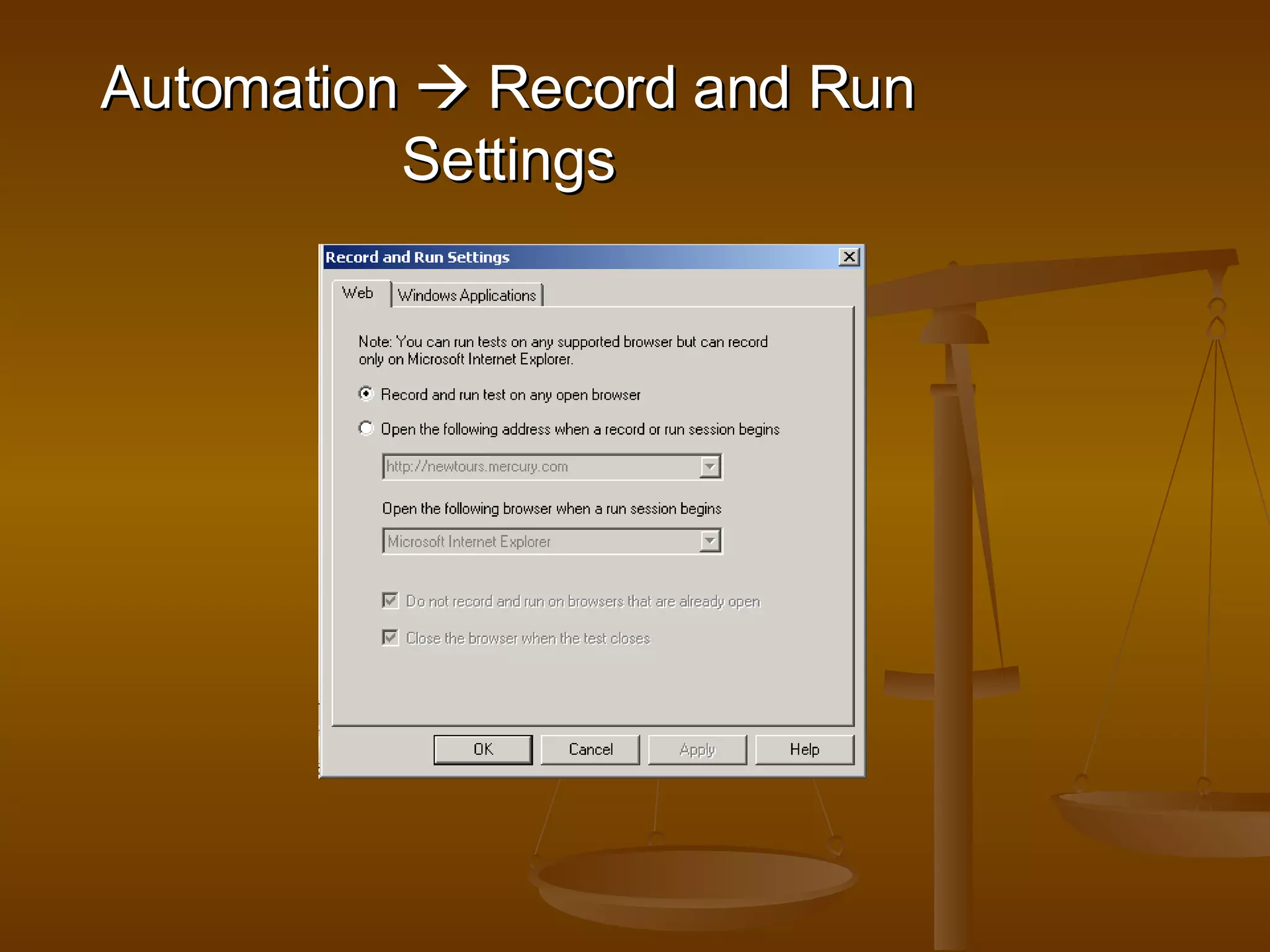 Automation    Record and Run Settings 