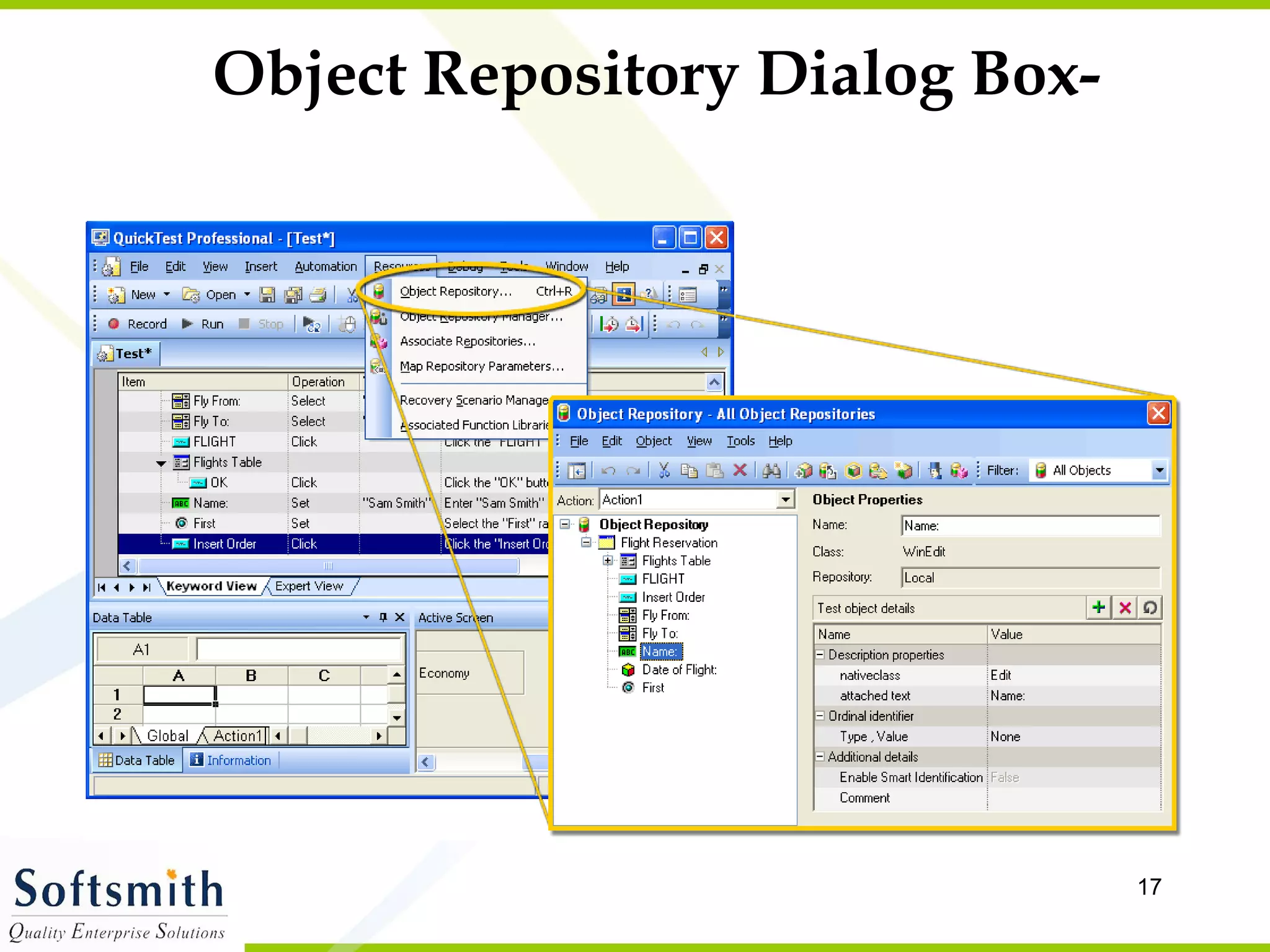 Object Repository Dialog Box- 