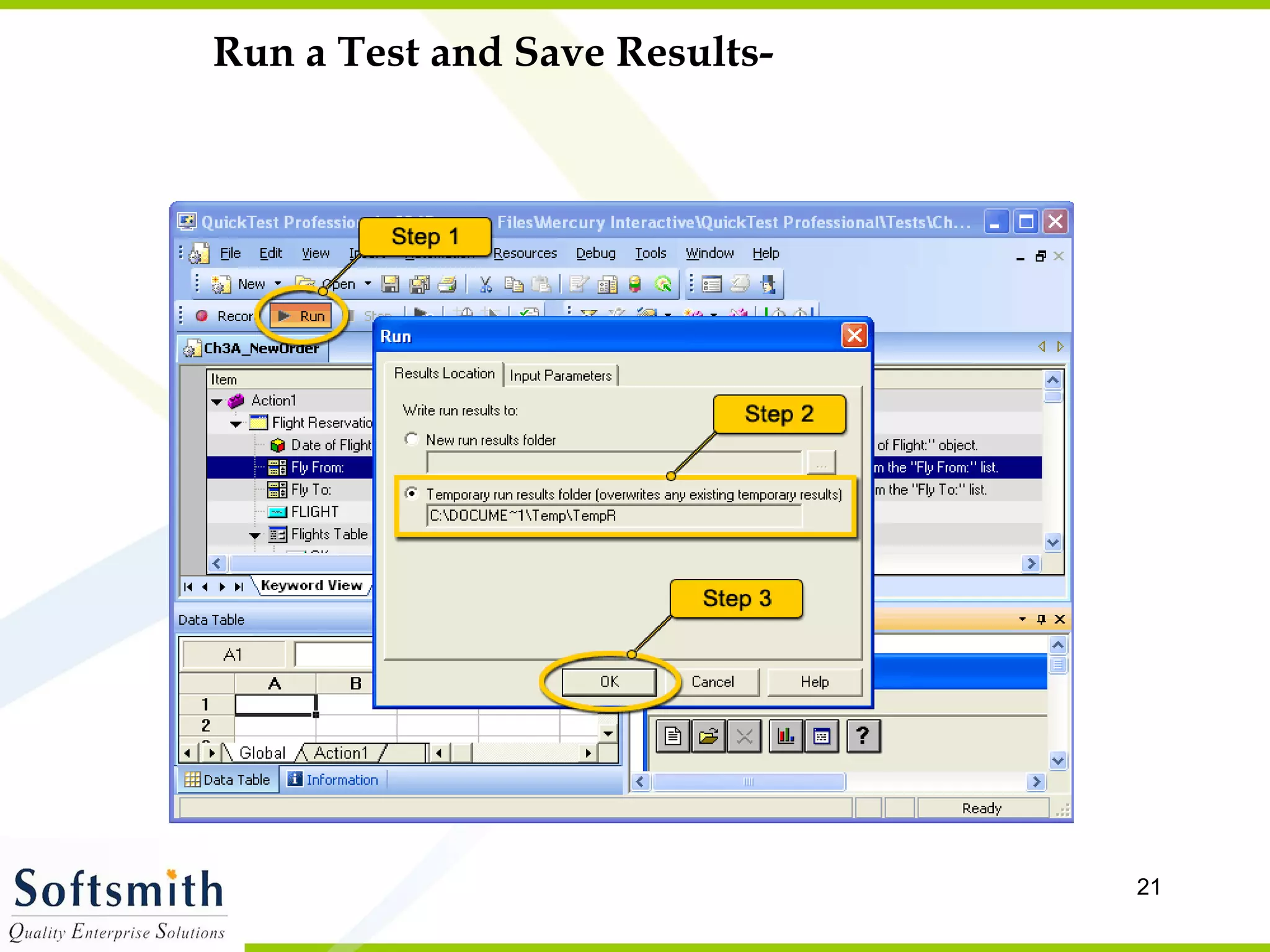 Run a Test and Save Results- 