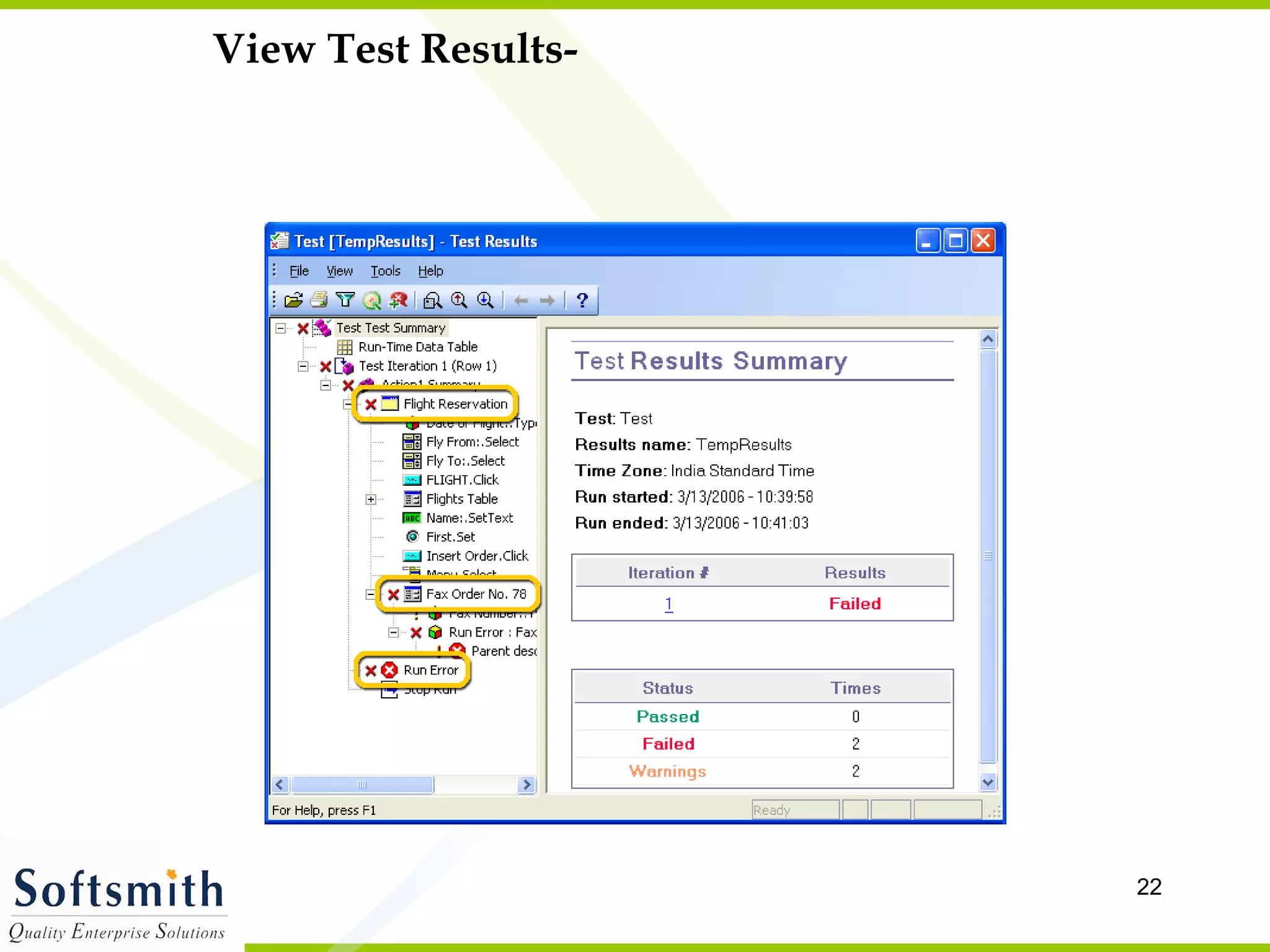 View Test Results- 