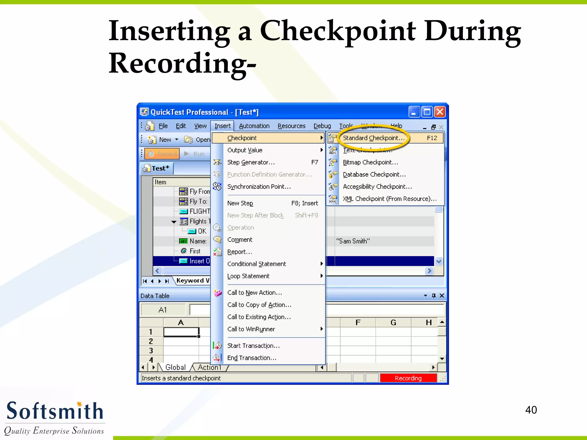 Inserting a Checkpoint During Recording- 