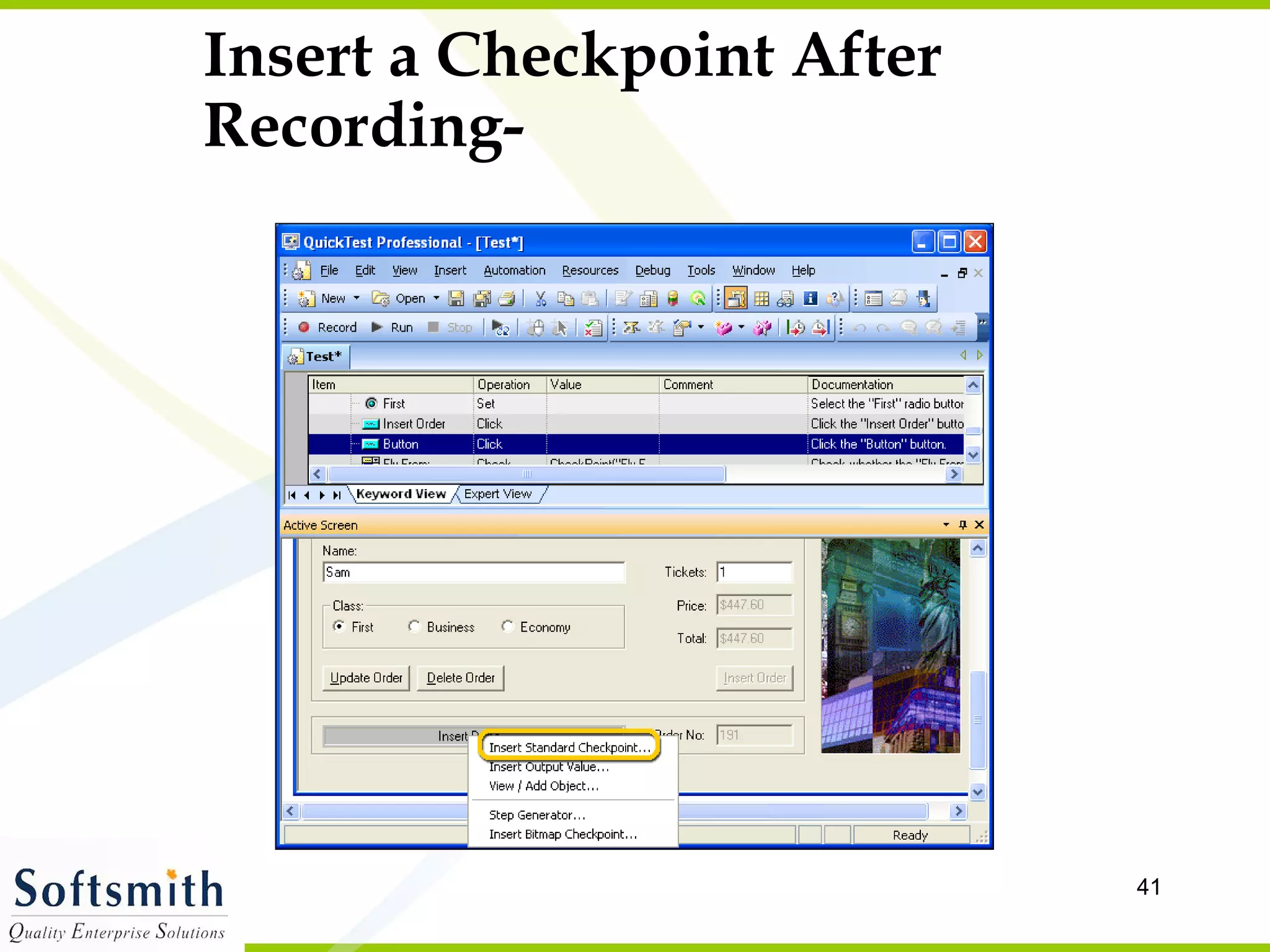 Insert a Checkpoint After Recording- 