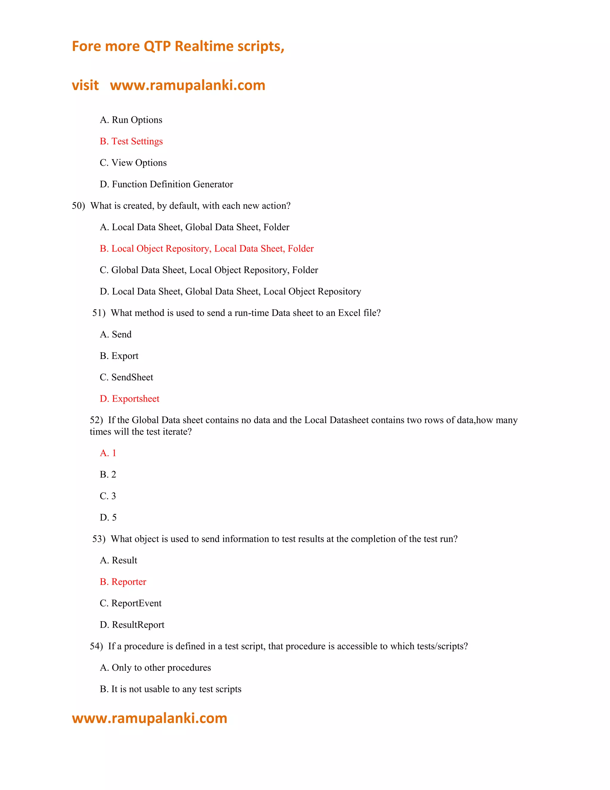 Qtp certification questions