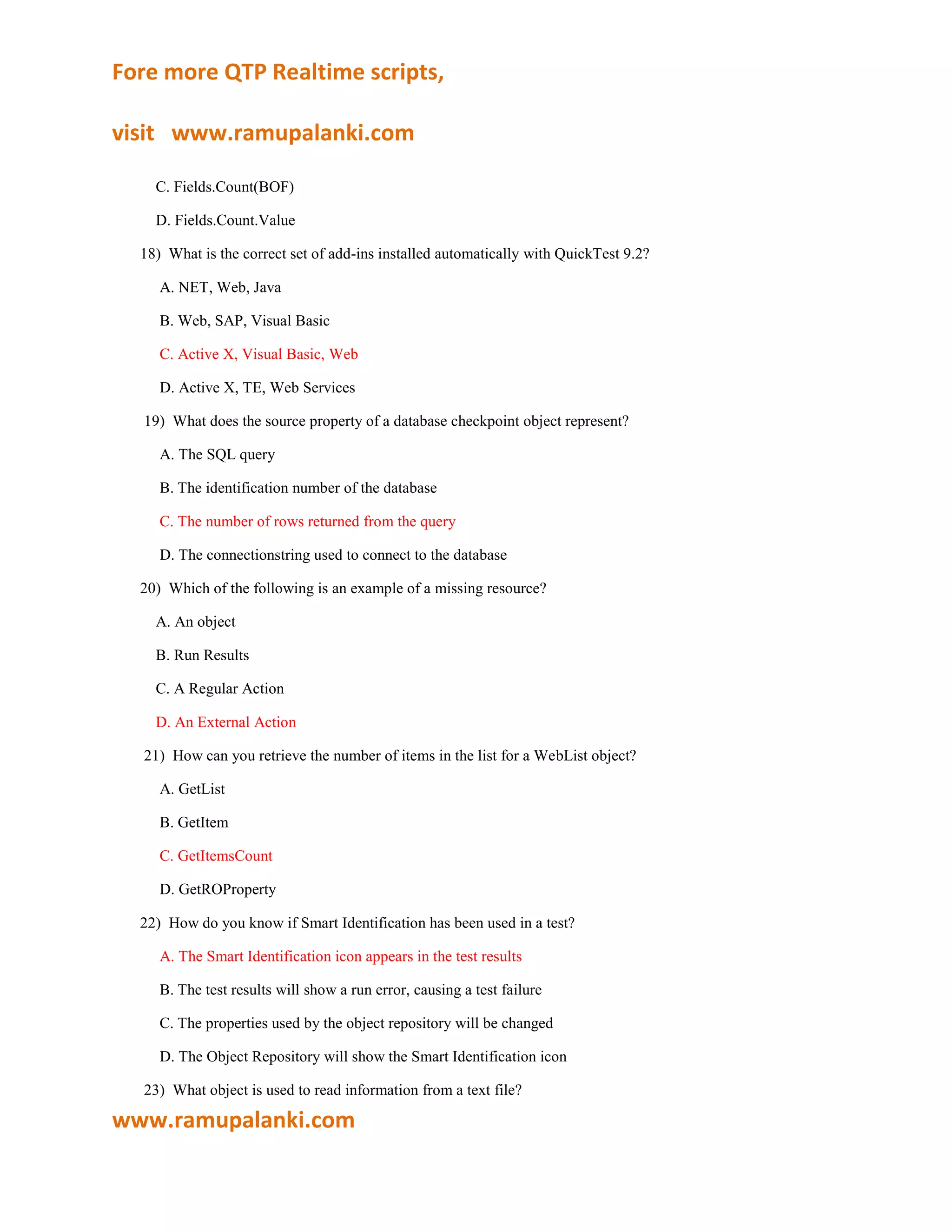 Qtp certification questions