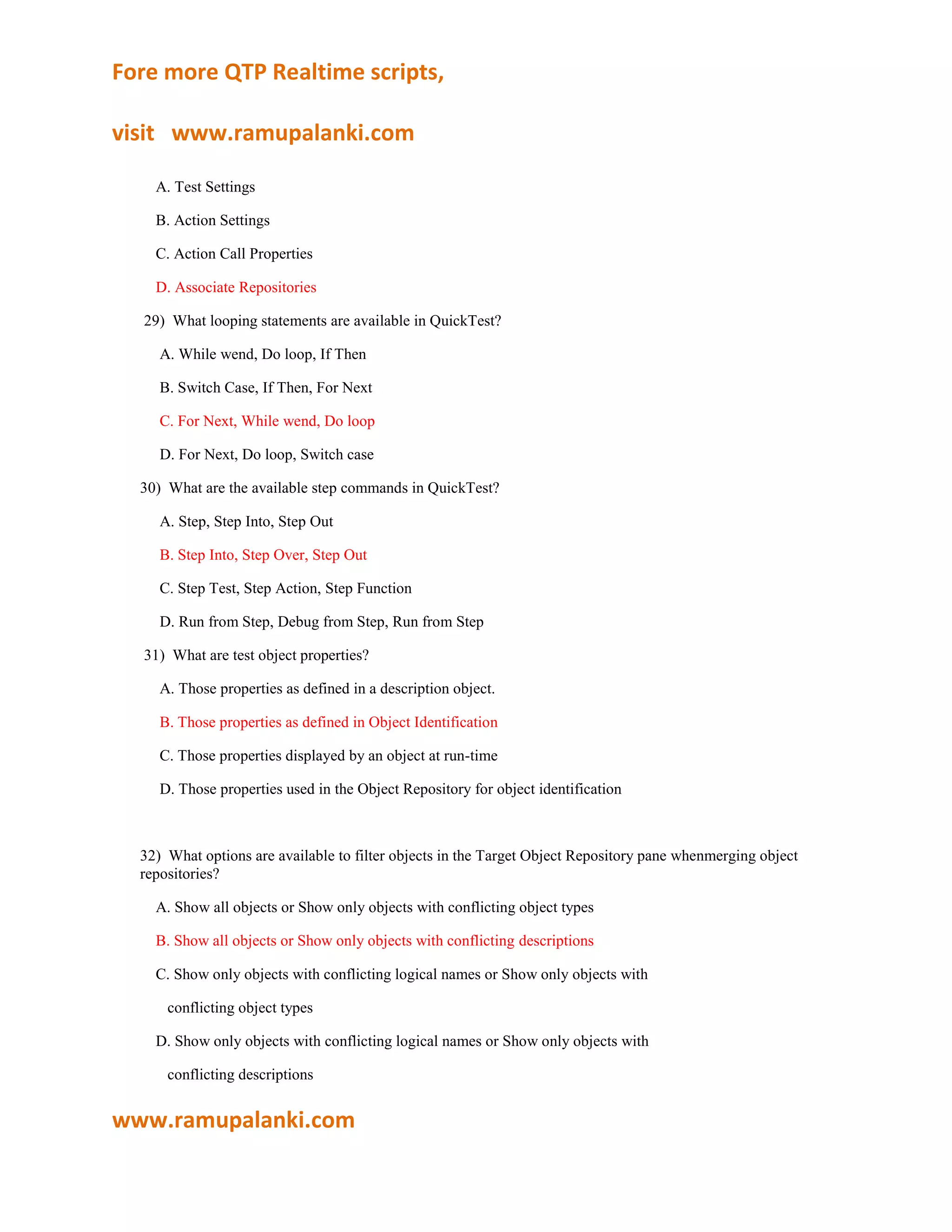 Qtp certification questions